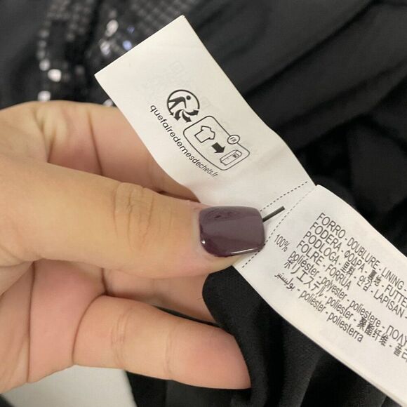 Zara Womens Long Dress Large Black Sequined Long Sleeve High Neck 4772/252 NWOT - Picture 7 of 16